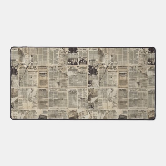 Rustieke Vintage Krantenpatchworkcollage Bureaumat (Voorkant)