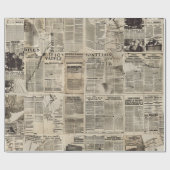 Rustieke Vintage Krantenpatchworkcollage Cadeaupapier (Vlak)