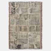 Rustieke Vintage Krantenpatchworkcollage Deken (Voorkant Verticaal)