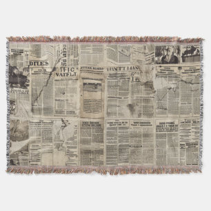 Rustieke Vintage Krantenpatchworkcollage Deken