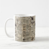 Rustieke Vintage Krantenpatchworkcollage Koffiemok (Links)