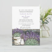 Rustieke Vintage Lavendel Hout & Lichten Bruiloft Kaart (Staand voorkant)