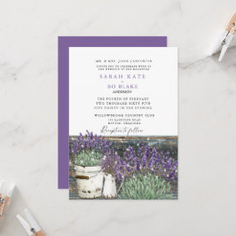 Rustieke Vintage Lavendel Hout & Lichten Bruiloft Kaart