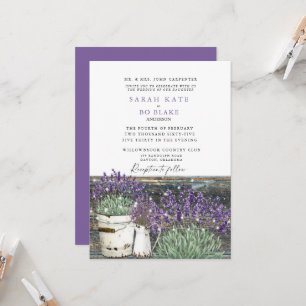 Rustieke Vintage Lavendel Hout & Lichten Bruiloft Kaart