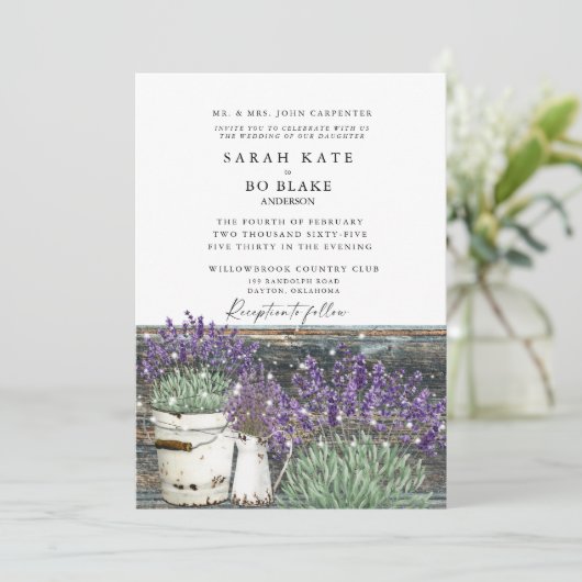 Rustieke Vintage Lavendel Houten Lichten II Trouwe Kaart (Staand voorkant)