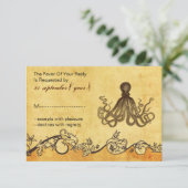 Rustieke vintage, Octopus strand bruiloft RSVP 3.5 (Staand voorkant)
