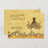 Rustieke vintage, Octopus strand bruiloft RSVP 3.5 (Voorkant / Achterkant)