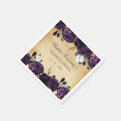 Rustieke Vintage Paarse Bloem Vlinder   Servet (Hoek)