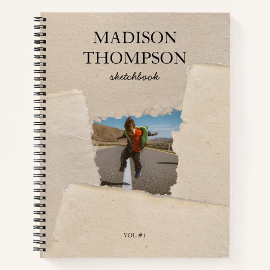 Rustieke Vintage Papier Gepersonaliseerd Foto Sche Notitieboek (Voorkant)