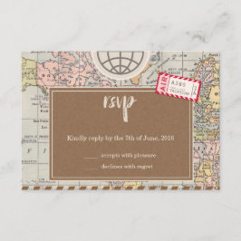 Rustieke vintage reis Huwelijk RSVP Kaart