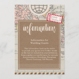 Rustieke vintage reizen Bruiloft Informatie Kaart