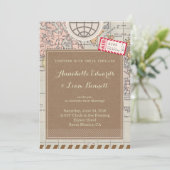 Rustieke vintage reizen bruiloft uitnodiging Kaart (Staand voorkant)