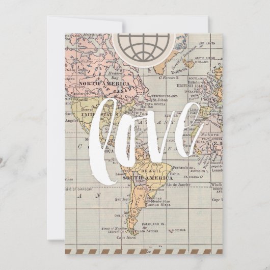 Rustieke vintage reizen bruiloft uitnodiging Kaart (Achterkant)