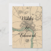 Rustieke Vintage Richmond VA Kaart Huwelijksuitnod (Voorkant)