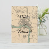 Rustieke Vintage Richmond VA Kaart Huwelijksuitnod (Staand voorkant)