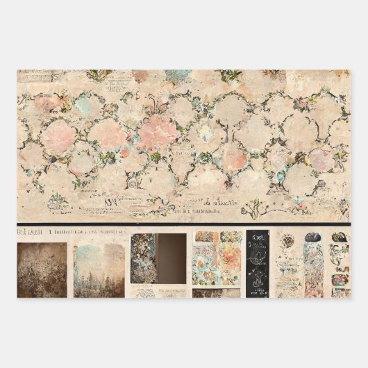 Rustieke Vintage Romantisch Parijs Inpakpapier Vel (Voorkant)