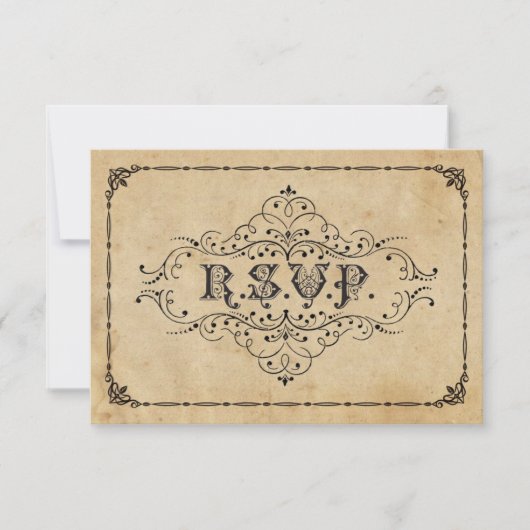 Rustieke Vintage RSVP Trouwceremonie Aankondiging (Voorkant)