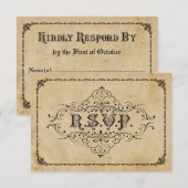 Rustieke Vintage RSVP Trouwceremonie Aankondiging (Voorkant / Achterkant)