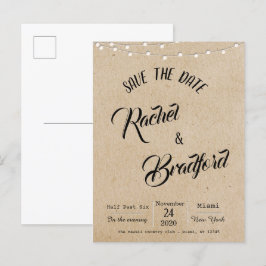 Rustieke Vintage Slingerlichten Trouwen Bewaar De  Uitnodiging Briefkaart