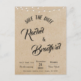 Rustieke Vintage Slingerlichten Trouwen Bewaar De  Uitnodiging Briefkaart