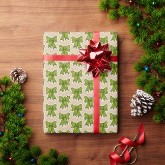 Rustieke Vintage Strik Kerstpatroon Cadeaupapier