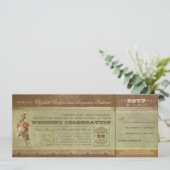 Rustieke vintage trouwkaarten met RSVP Kaart (Staand voorkant)