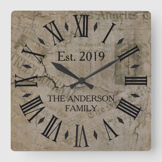 Rustieke Vintage Vervallen New York Times  Wall St Vierkante Klok (Voorkant)