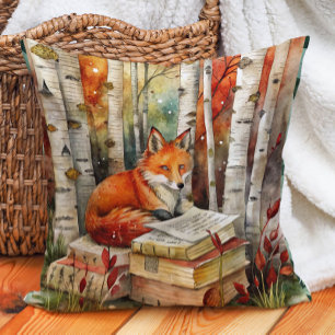 Rustieke Vintage Vos Boeken Woodland Herfst Kussen