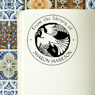 Rustieke Vintage Vredesduif Uit de Bibliotheek Boe Rubberstempel