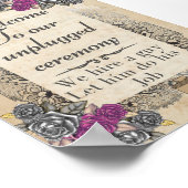 Rustieke Vintage Wedding Sign Unplugged Ceremony Poster (Hoek)