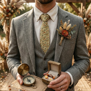 Rustieke Vintage Wilde Bloem Wijnstok Stropdas