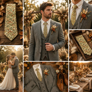 Rustieke Vintage Wilde Bloem Wijnstok Stropdas