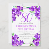 Rustieke Violet 80e Verjaardag Paarse Bloemen Kaart (Voorkant)
