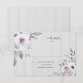 Rustieke Violet Paarse Lavendel Rozen RSVP Kaartje (Voorkant / Achterkant)