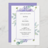 Rustieke Violet Zomer Wild Floral Wedding Kaart (Voorkant / Achterkant)