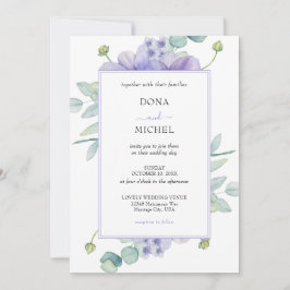 Rustieke Violet Zomer Wild Floral Wedding Kaart
