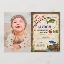 Rustieke vissen 1e verjaardag jongen foto