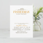Rustieke visser op weg naar Baby shower Kaart (Staand voorkant)