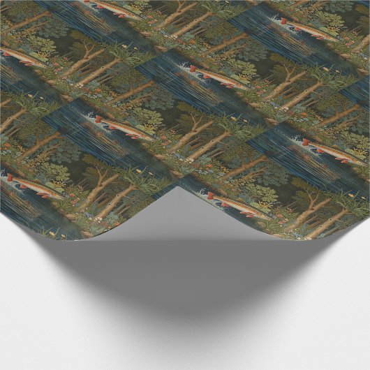 Rustieke visvangst vliegvissen cadeaupapier (Hoek)