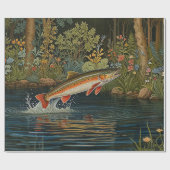 Rustieke visvangst vliegvissen cadeaupapier (Vlak)