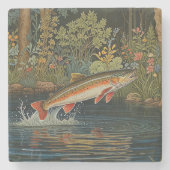 Rustieke visvangst vliegvissen stenen onderzetter (Voorkant)