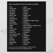 Rustieke visverkoper/vrouw, vis markt advertentie flyer (Achterkant)