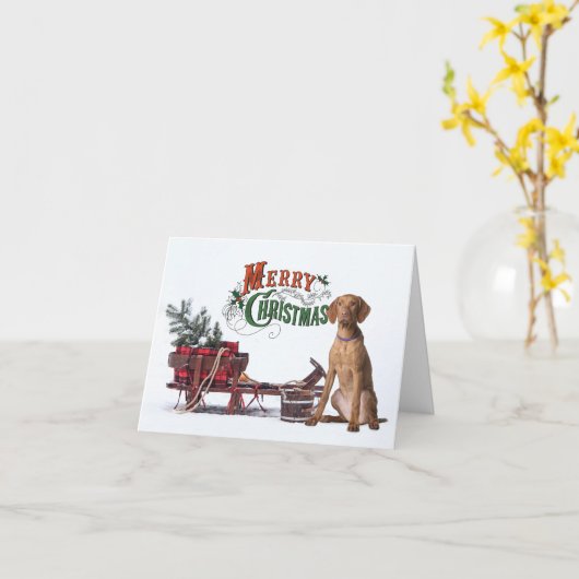 Rustieke Viszla Kerstmis Kaart (Gele Bloem)