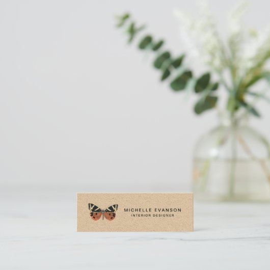 Rustieke Vlinder Logo Eenvoudig Mini Visitekaartje (Staand voorkant)