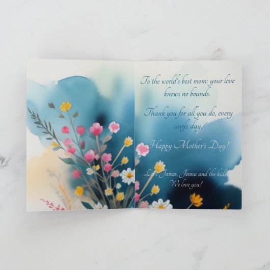 Rustieke Vlinder Waterverf Moederdag Kaart (Binnen)