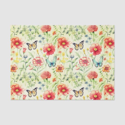 Rustieke vlinders en bloemen Decoupage papier (Voorkant)
