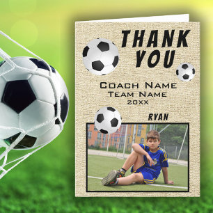 Rustieke Voetbal Sporten Dank je Coach Bedankkaart
