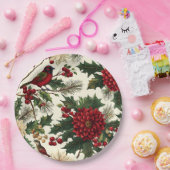 Rustieke vogel en poinsettia kerstpatroon (10) papieren bordje (Feest)