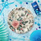 Rustieke vogel en poinsettia kerstpatroon (11) papieren bordje (Feest)