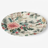 Rustieke vogel en poinsettia kerstpatroon (11) papieren bordje (Gekanteld)